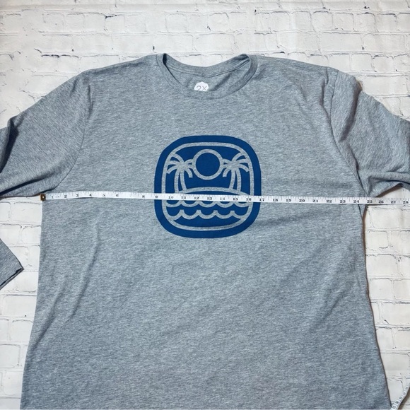 WOHVEN Men's 2X Gray Tropical Vacation Graphic T-Shirt Cotton Blend Long Sleeve - Picture 3 of 7